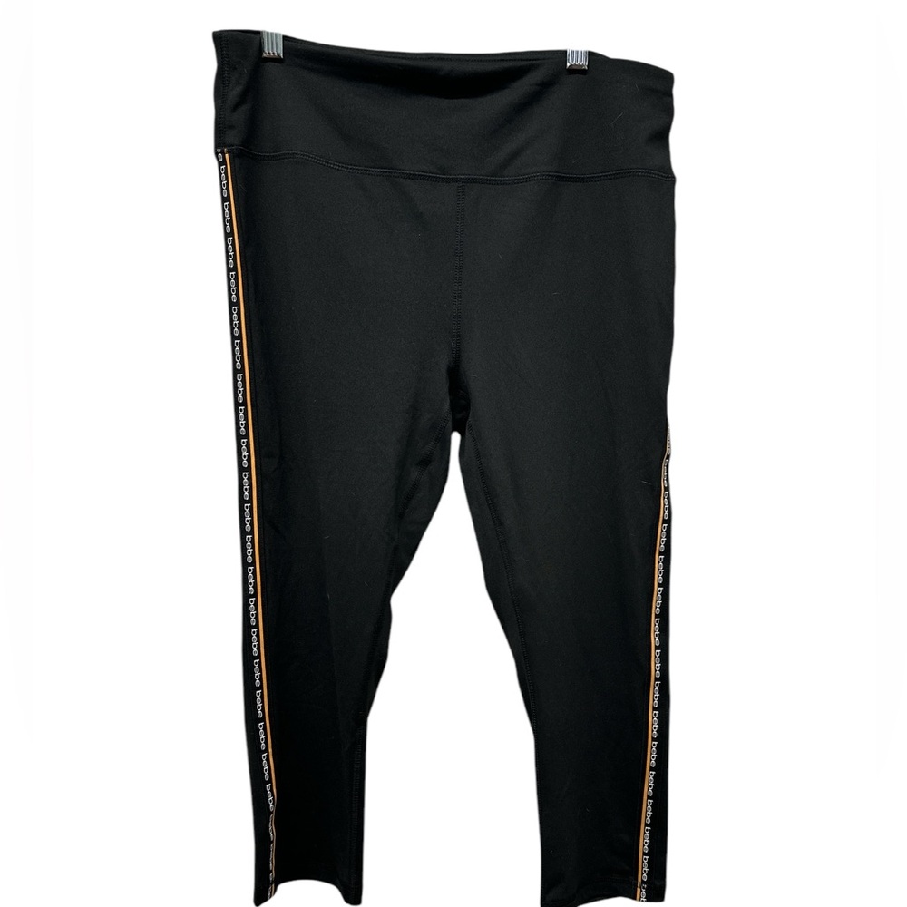 bebe Black Leggings with Gold Accents